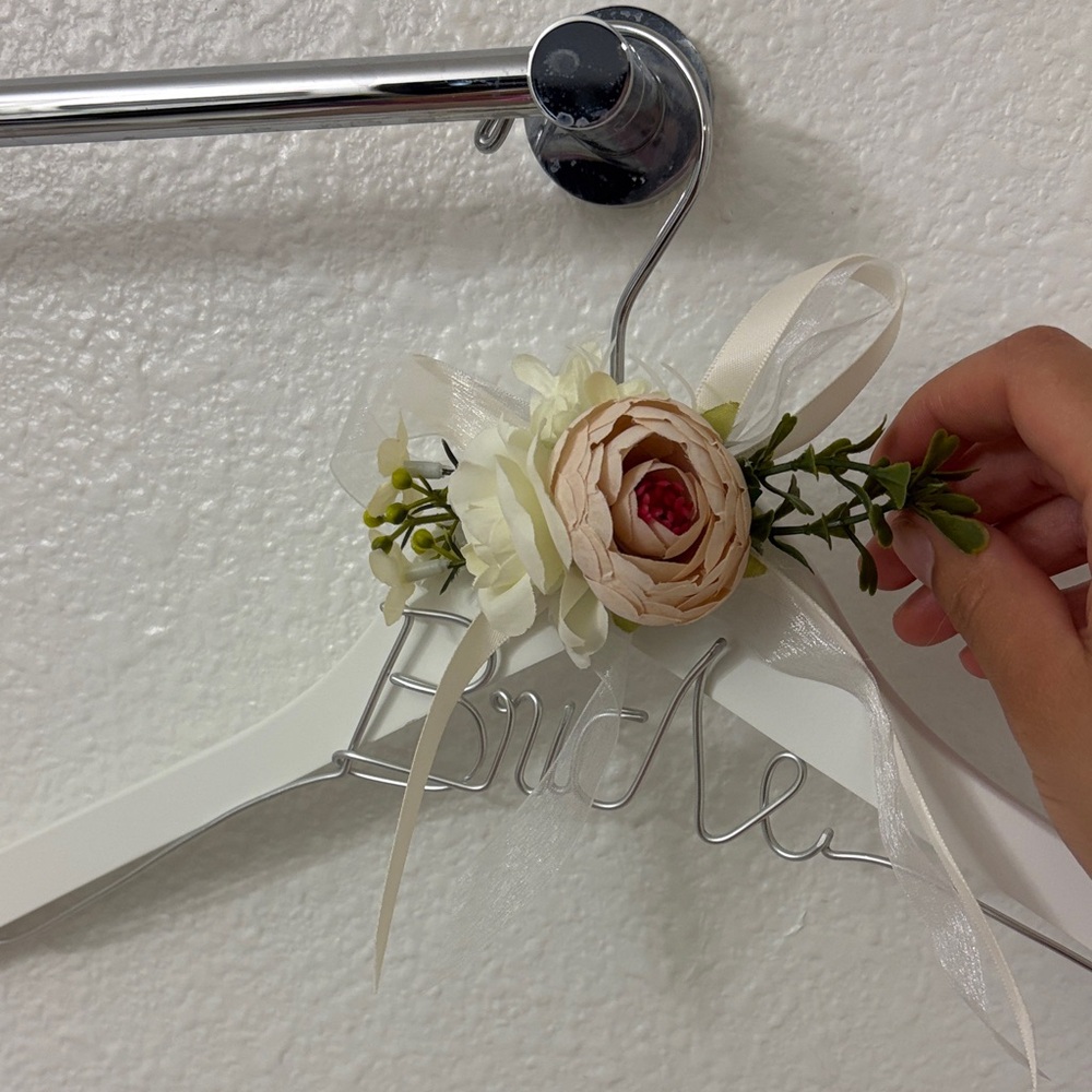 Bridal Hanger with Blush Floral Accent